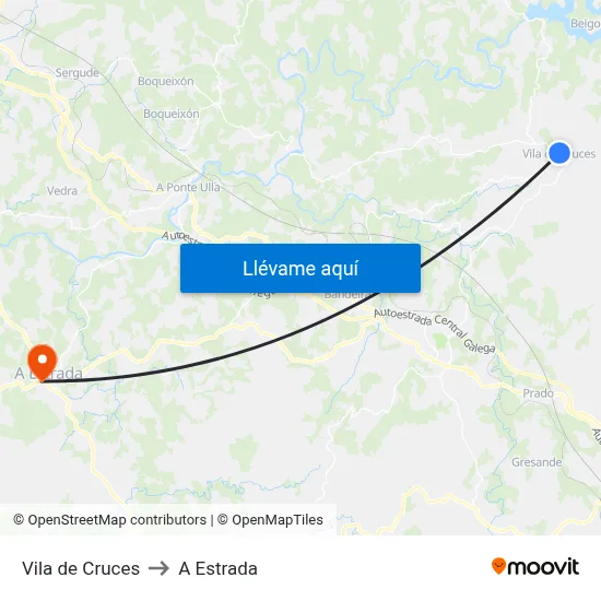 Vila de Cruces to A Estrada map