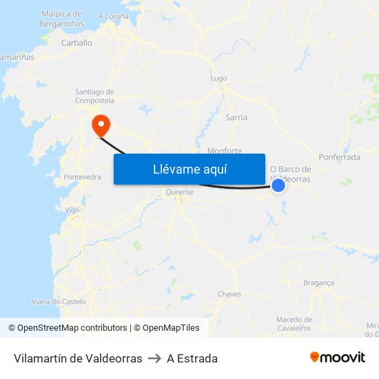 Vilamartín de Valdeorras to A Estrada map