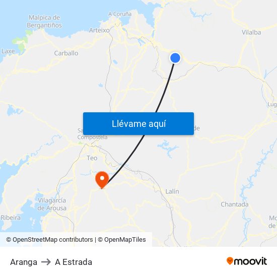 Aranga to A Estrada map