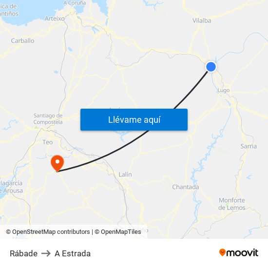 Rábade to A Estrada map