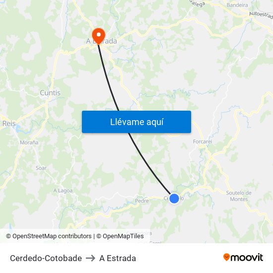 Cerdedo-Cotobade to A Estrada map