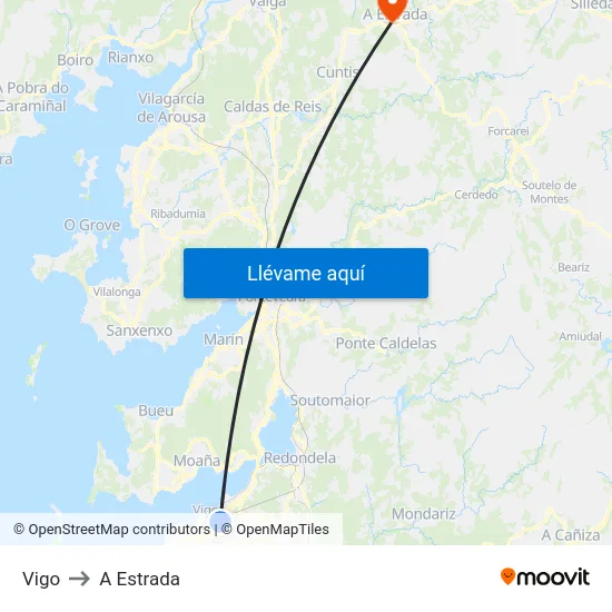Vigo to A Estrada map