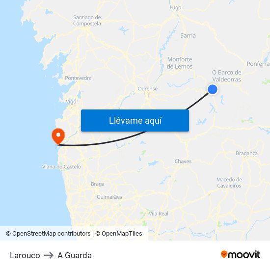 Larouco to A Guarda map