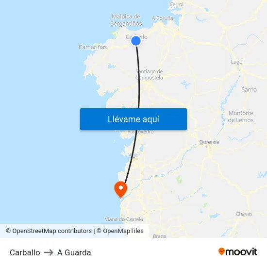 Carballo to A Guarda map