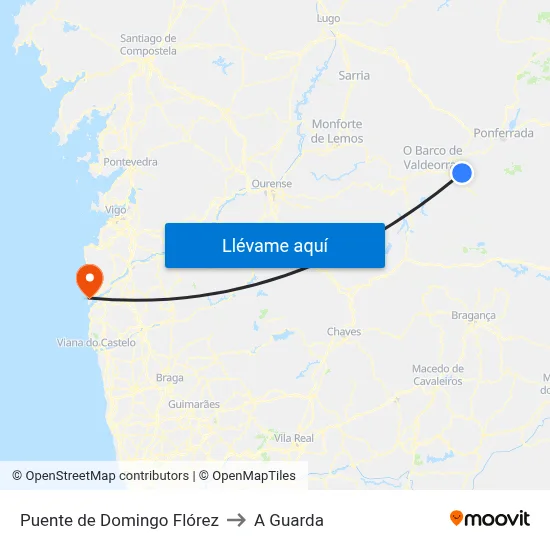 Puente de Domingo Flórez to A Guarda map