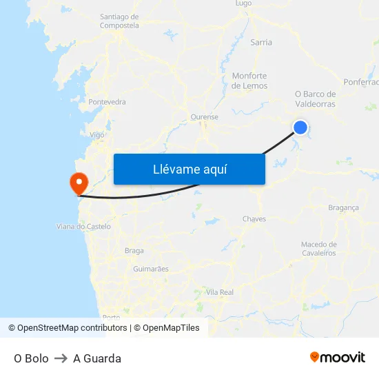 O Bolo to A Guarda map