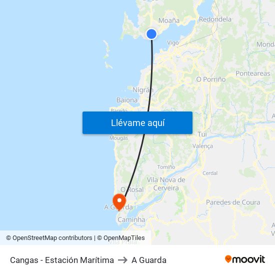 Cangas - Estación Marítima to A Guarda map