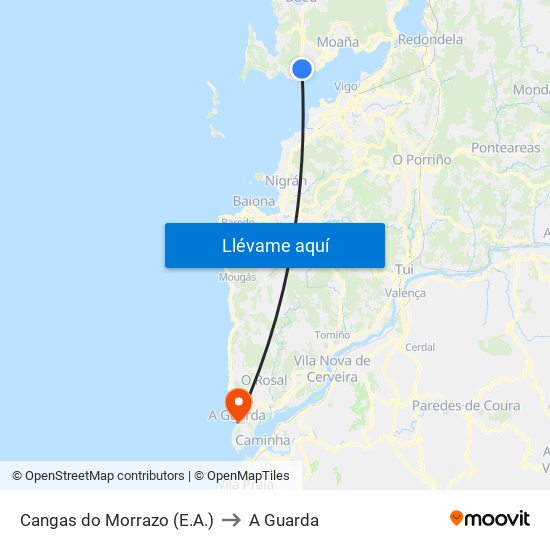 Cangas do Morrazo (E.A.) to A Guarda map