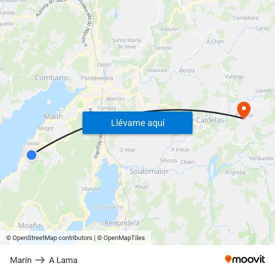 Marín to A Lama map