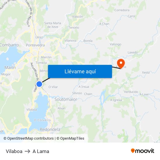 Vilaboa to A Lama map