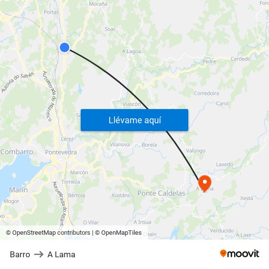 Barro to A Lama map