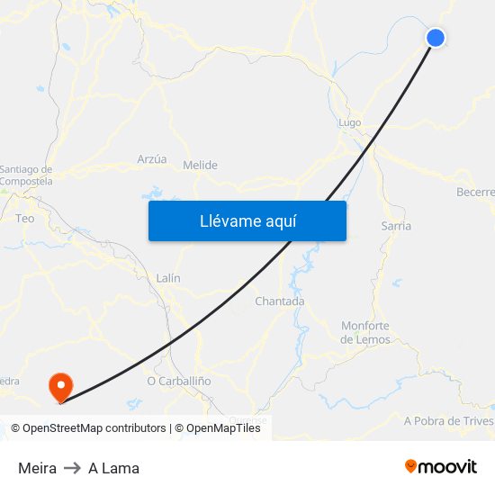 Meira to A Lama map