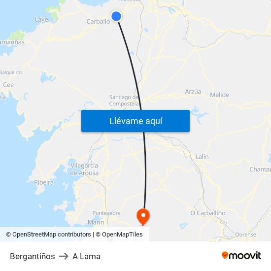 Bergantiños to A Lama map