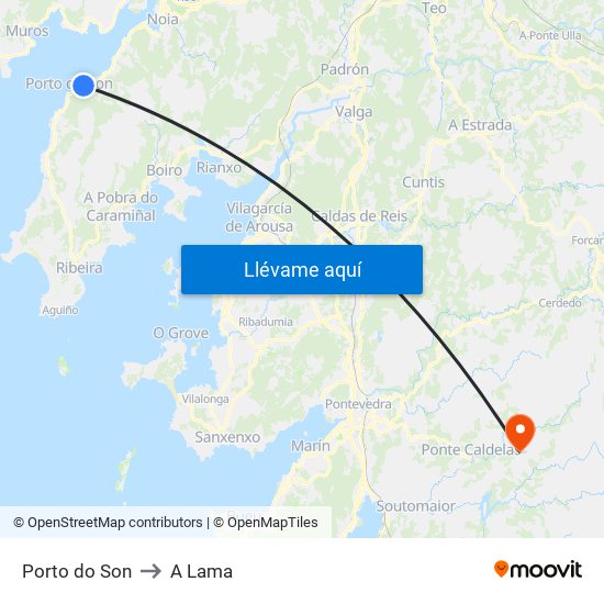 Porto do Son to A Lama map