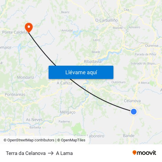 Terra da Celanova to A Lama map
