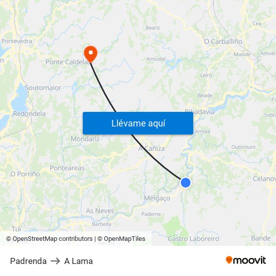 Padrenda to A Lama map