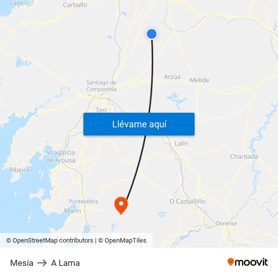 Mesía to A Lama map