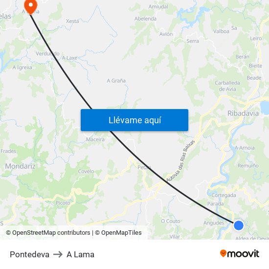 Pontedeva to A Lama map