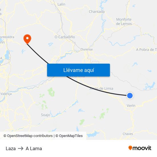 Laza to A Lama map