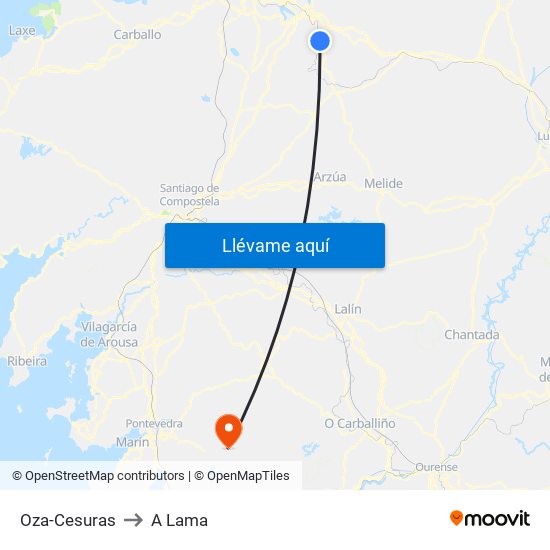 Oza-Cesuras to A Lama map