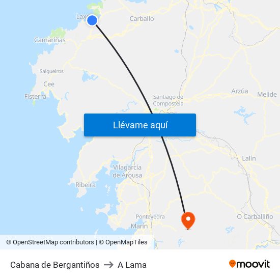 Cabana de Bergantiños to A Lama map
