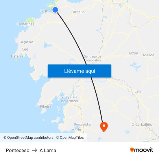 Ponteceso to A Lama map
