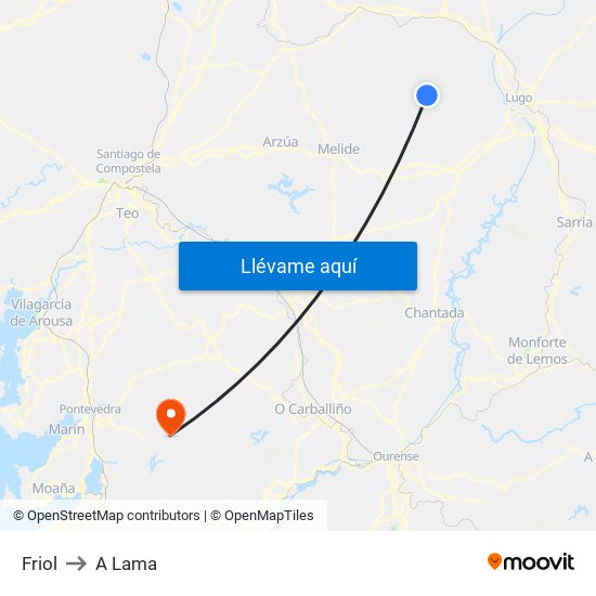 Friol to A Lama map