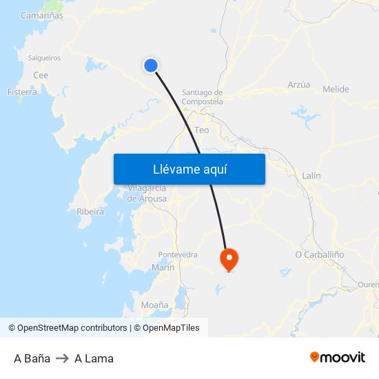 A Baña to A Lama map