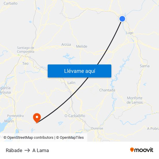 Rábade to A Lama map