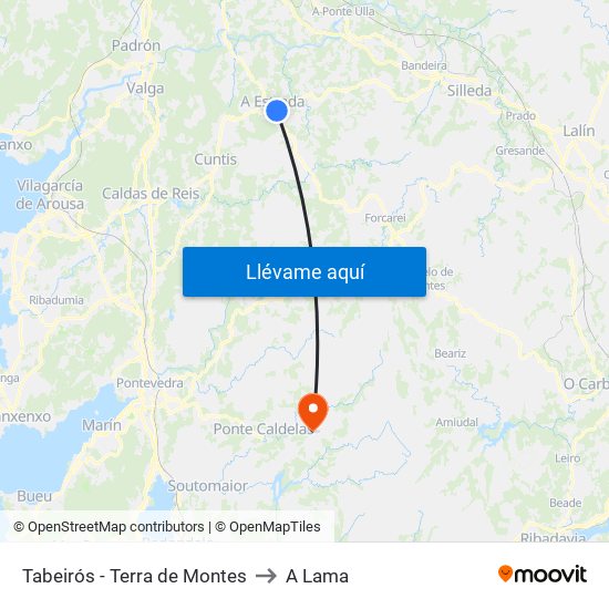 Tabeirós - Terra de Montes to A Lama map