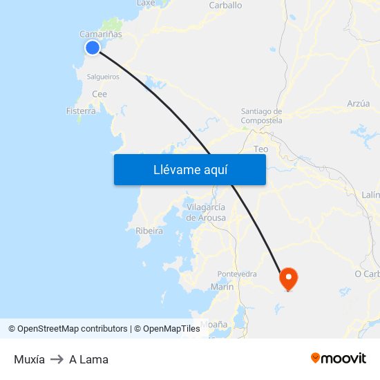 Muxía to A Lama map
