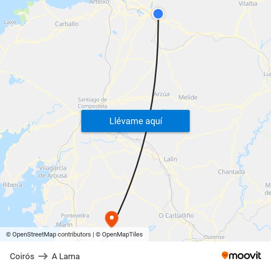 Coirós to A Lama map