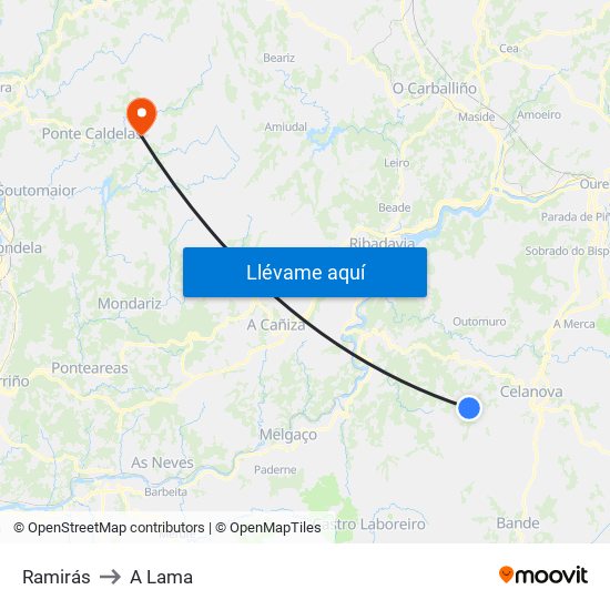 Ramirás to A Lama map