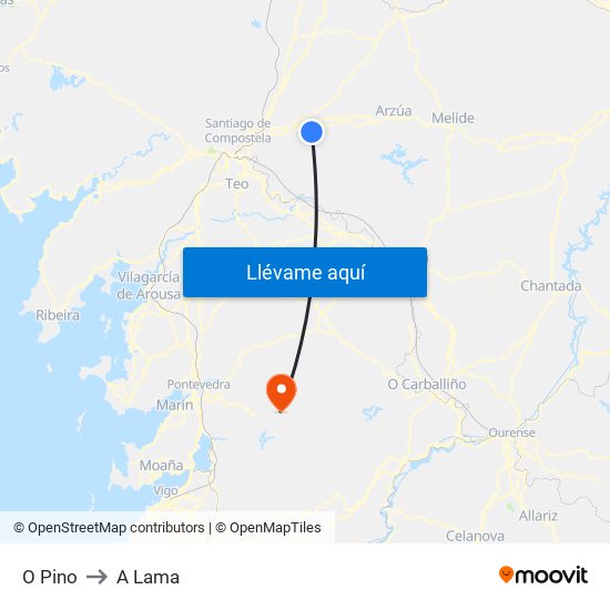 O Pino to A Lama map