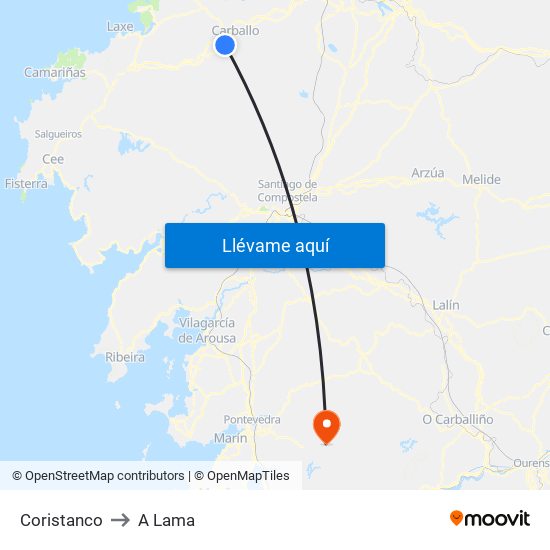 Coristanco to A Lama map