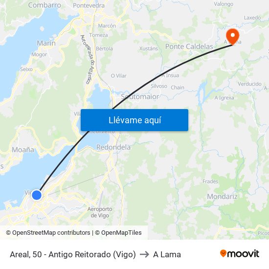 Areal, 50 - Antigo Reitorado (Vigo) to A Lama map