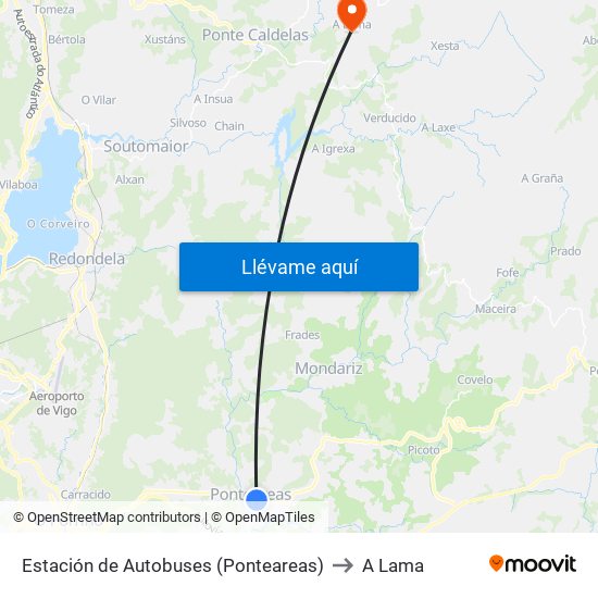 Estación de Autobuses (Ponteareas) to A Lama map