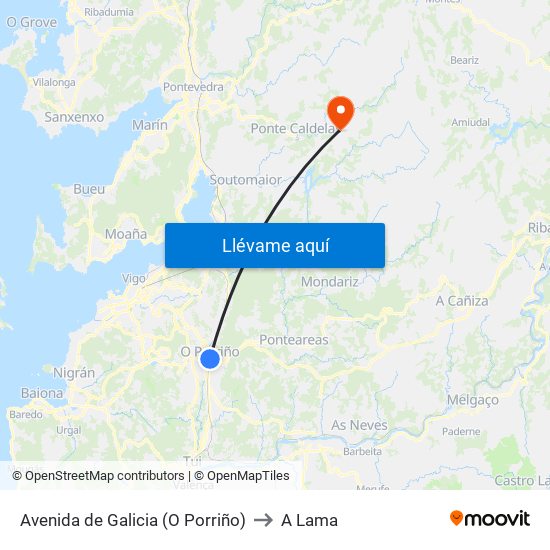 Ponte Galo (Avda.De Galicia) to A Lama map