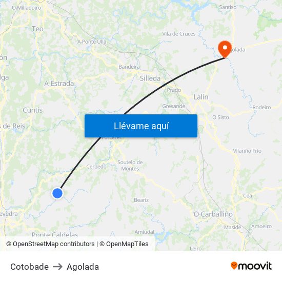 Cotobade to Agolada map