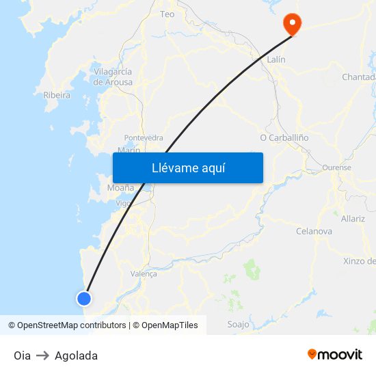 Oia to Agolada map
