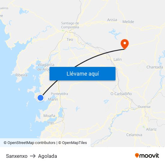 Sanxenxo to Agolada map