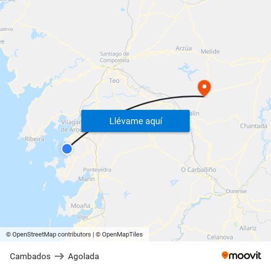 Cambados to Agolada map