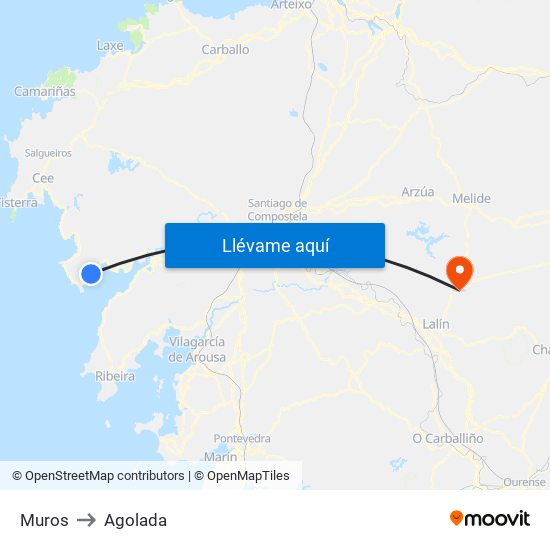 Muros to Agolada map