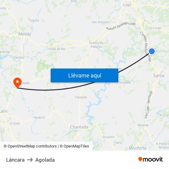 Láncara to Agolada map