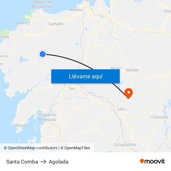 Santa Comba to Agolada map