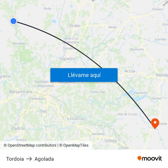 Tordoia to Agolada map
