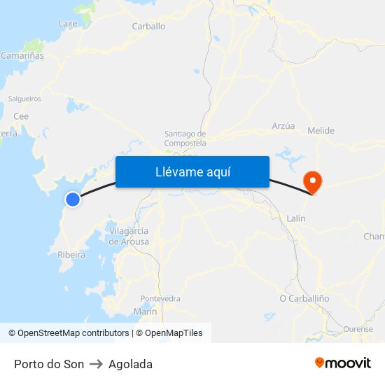 Porto do Son to Agolada map