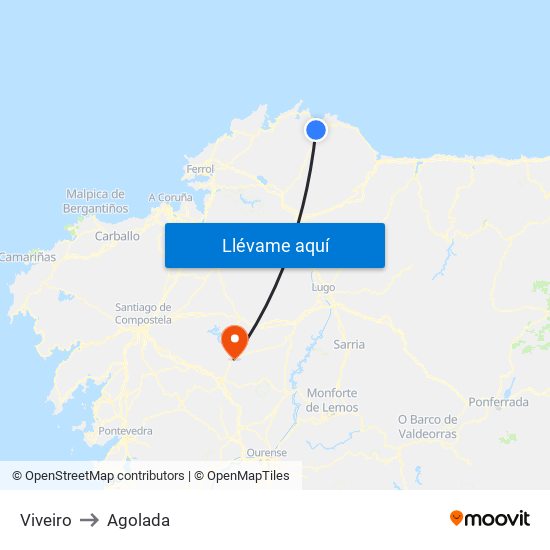 Viveiro to Agolada map