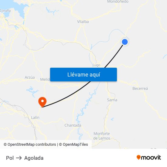 Pol to Agolada map