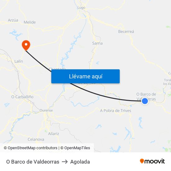 O Barco de Valdeorras to Agolada map